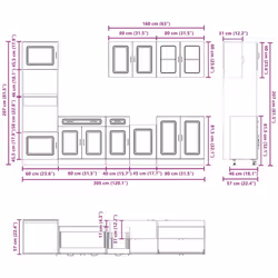 vidaXL 7 Piece Kitchen Cabinet Set Kalmar Grey Sonoma Engineered Wood - high gloss white