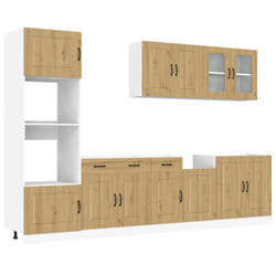 vidaXL 7 Piece Kitchen Cabinet Set Kalmar Grey Sonoma Engineered Wood - artisan oak