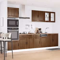 vidaXL 7 Piece Kitchen Cabinet Set Kalmar Black Engineered Wood - brown oak