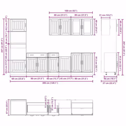 vidaXL 7 Piece Kitchen Cabinet Set Kalmar Black Engineered Wood - artisan oak