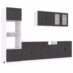 vidaXL 7 Piece Kitchen Cabinet Set Kalmar Sonoma Oak Engineered Wood - black
