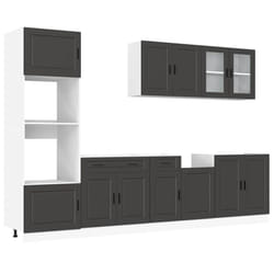 vidaXL 7 Piece Kitchen Cabinet Set Kalmar Sonoma Oak Engineered Wood - black
