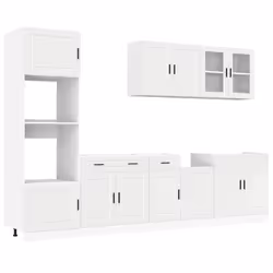 vidaXL 7 Piece Kitchen Cabinet Set Kalmar Sonoma Oak Engineered Wood - high gloss white