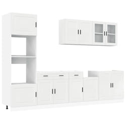 vidaXL 7 Piece Kitchen Cabinet Set Kalmar Sonoma Oak Engineered Wood - high gloss white