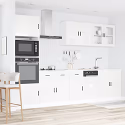 vidaXL 7 Piece Kitchen Cabinet Set Kalmar Sonoma Oak Engineered Wood - high gloss white