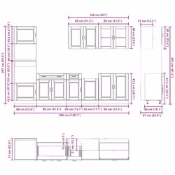 vidaXL 7 Piece Kitchen Cabinet Set Kalmar Sonoma Oak Engineered Wood - high gloss white