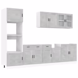 vidaXL 7 Piece Kitchen Cabinet Set Kalmar Sonoma Oak Engineered Wood - concrete grey
