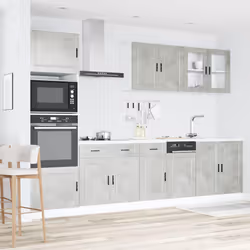 vidaXL 7 Piece Kitchen Cabinet Set Kalmar Sonoma Oak Engineered Wood - concrete grey