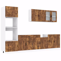 vidaXL 7 Piece Kitchen Cabinet Set Kalmar Sonoma Oak Engineered Wood - smoked oak