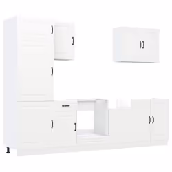 vidaXL Kitchen Cabinet Set 7 Piece Cupboard Storage Cabinet Engineered Wood - white