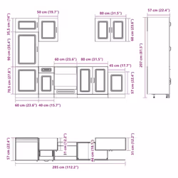 vidaXL Kitchen Cabinet Set 7 Piece Cupboard Storage Cabinet Engineered Wood - white