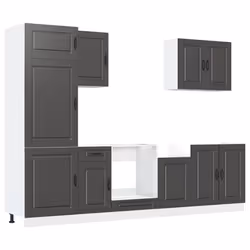 vidaXL Kitchen Cabinet Set 7 Piece Cupboard Storage Cabinet Engineered Wood - black