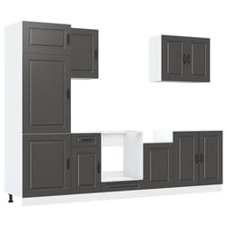 vidaXL Kitchen Cabinet Set 7 Piece Cupboard Storage Cabinet Engineered Wood - black