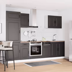 vidaXL Kitchen Cabinet Set 7 Piece Cupboard Storage Cabinet Engineered Wood - black