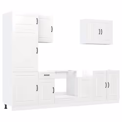 vidaXL Kitchen Cabinet Set 7 Piece Cupboard Storage Cabinet Engineered Wood - high gloss white