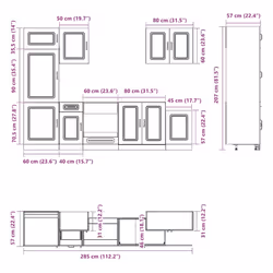 vidaXL Kitchen Cabinet Set 7 Piece Cupboard Storage Cabinet Engineered Wood - high gloss white - Additional view 7