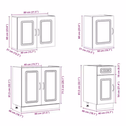 vidaXL Kitchen Cabinet Set 7 Piece Cupboard Storage Cabinet Engineered Wood - high gloss white - Additional view 8