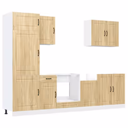 vidaXL Kitchen Cabinet Set 7 Piece Cupboard Storage Cabinet Engineered Wood - sonoma oak