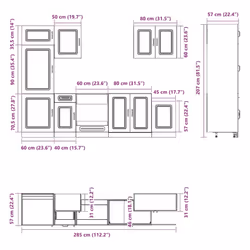 vidaXL Kitchen Cabinet Set 7 Piece Cupboard Storage Cabinet Engineered Wood - sonoma oak - Additional view 7