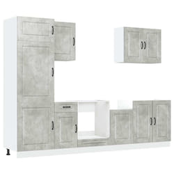 vidaXL Kitchen Cabinet Set 7 Piece Cupboard Storage Cabinet Engineered Wood - concrete grey