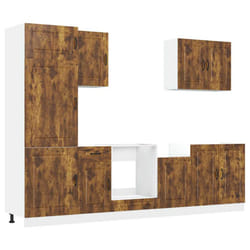 vidaXL Kitchen Cabinet Set 7 Piece Cupboard Storage Cabinet Engineered Wood - smoked oak