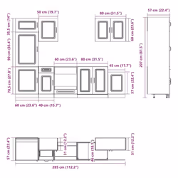 vidaXL Kitchen Cabinet Set 7 Piece Cupboard Storage Cabinet Engineered Wood - grey sonoma - Additional view 7