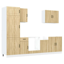 vidaXL 7 Piece Kitchen Cabinet Set Kalmar Concrete Grey Engineered Wood - sonoma oak