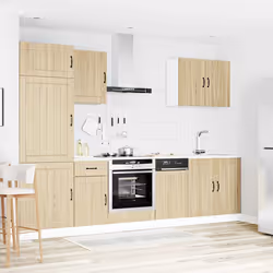 vidaXL 7 Piece Kitchen Cabinet Set Kalmar Concrete Grey Engineered Wood - sonoma oak