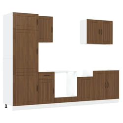 vidaXL 7 Piece Kitchen Cabinet Set Kalmar Concrete Grey Engineered Wood - brown oak