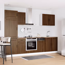 vidaXL 7 Piece Kitchen Cabinet Set Kalmar Concrete Grey Engineered Wood - brown oak