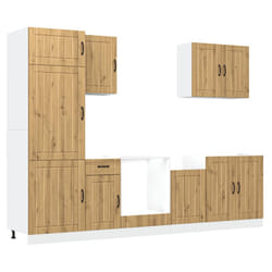vidaXL 7 Piece Kitchen Cabinet Set Kalmar Concrete Grey Engineered Wood - artisan oak