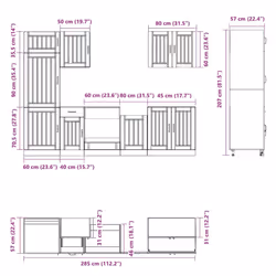 vidaXL 7 Piece Kitchen Cabinet Set Kalmar Concrete Grey Engineered Wood - artisan oak