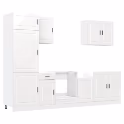 vidaXL 7 Piece Kitchen Cabinet Set Kalmar Old Wood Engineered Wood - high gloss white