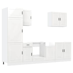 vidaXL 7 Piece Kitchen Cabinet Set Kalmar Old Wood Engineered Wood - high gloss white