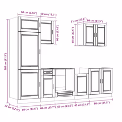 vidaXL 7 Piece Kitchen Cabinet Set Kalmar Old Wood Engineered Wood - high gloss white - Additional view 10