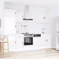 vidaXL 7 Piece Kitchen Cabinet Set Kalmar Old Wood Engineered Wood - high gloss white