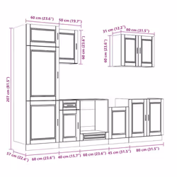 vidaXL 7 Piece Kitchen Cabinet Set Kalmar Old Wood Engineered Wood - concrete grey - Additional view 10