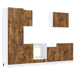 vidaXL 7 Piece Kitchen Cabinet Set Kalmar Old Wood Engineered Wood - smoked oak