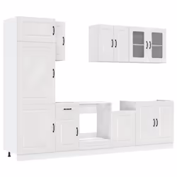 vidaXL 8 Piece Kitchen Cabinet Set Kalmar Sonoma Oak Engineered Wood - high gloss white