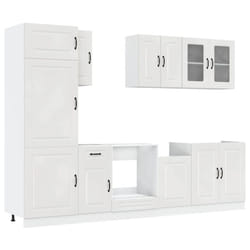 vidaXL 8 Piece Kitchen Cabinet Set Kalmar Sonoma Oak Engineered Wood - high gloss white