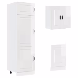 vidaXL 8 Piece Kitchen Cabinet Set Kalmar Sonoma Oak Engineered Wood - high gloss white - Additional view 4