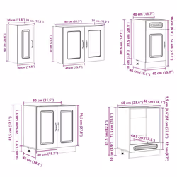vidaXL 8 Piece Kitchen Cabinet Set Kalmar Sonoma Oak Engineered Wood - high gloss white - Additional view 8