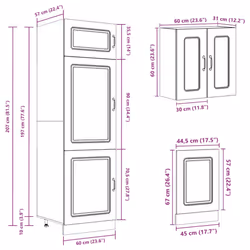 vidaXL 8 Piece Kitchen Cabinet Set Kalmar Sonoma Oak Engineered Wood - high gloss white - Additional view 9