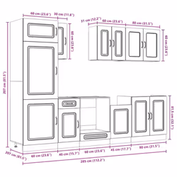 vidaXL 8 Piece Kitchen Cabinet Set Kalmar Sonoma Oak Engineered Wood - concrete grey - Additional view 10