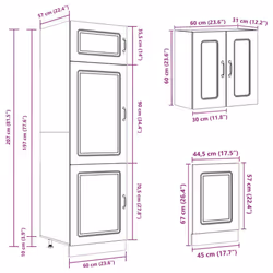 vidaXL 8 Piece Kitchen Cabinet Set Kalmar Sonoma Oak Engineered Wood - concrete grey - Additional view 9