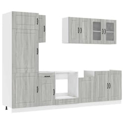vidaXL 8 Piece Kitchen Cabinet Set Kalmar Sonoma Oak Engineered Wood - grey sonoma