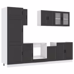 vidaXL 8 Piece Kitchen Cabinet Set Kalmar Old Wood Engineered Wood - black