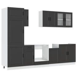 vidaXL 8 Piece Kitchen Cabinet Set Kalmar Old Wood Engineered Wood - black