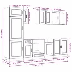 vidaXL 8 Piece Kitchen Cabinet Set Kalmar Old Wood Engineered Wood - grey sonoma - Additional view 10