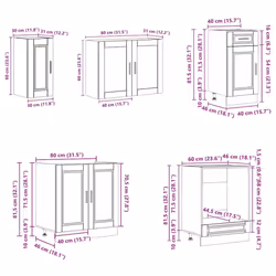 vidaXL 8 Piece Kitchen Cabinet Set Kalmar Old Wood Engineered Wood - grey sonoma - Additional view 8